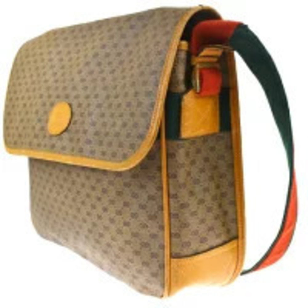 Gucci Bag GG Interlocking Leather Brown Green Shoulder Sherry Red Green Red